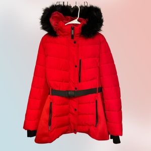 London Fog Puff/faux fur coat